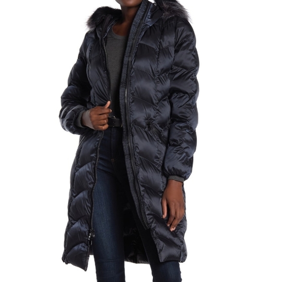 Kensie Faux fur lined hoodie quilted coat 003 - Picture 6 of 7